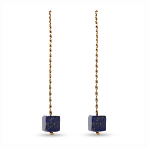 Cubo Long Earrings - Lapis Lazuli