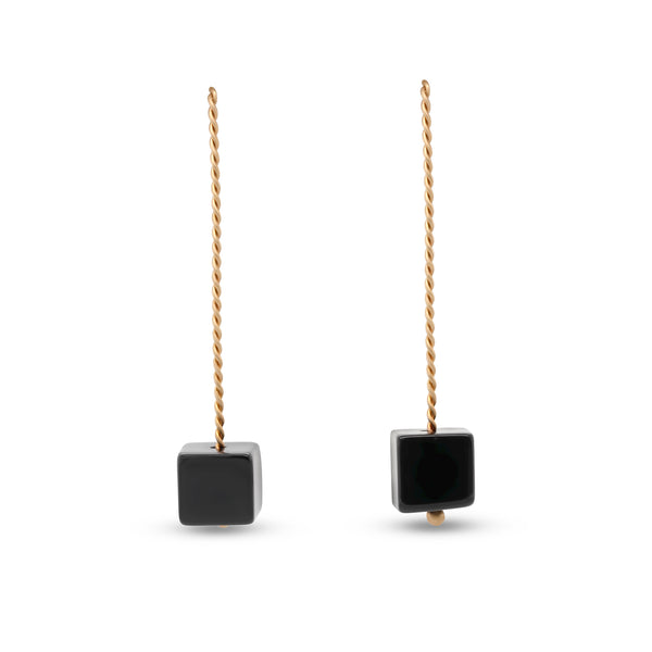 Cubo Long Earrings - Black Onyx