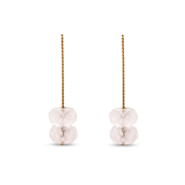 Trio Long Earring - Rose Quartz