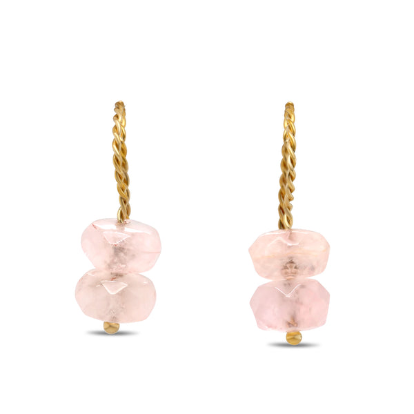 Trio Drop Earrings - Rose Quartz
