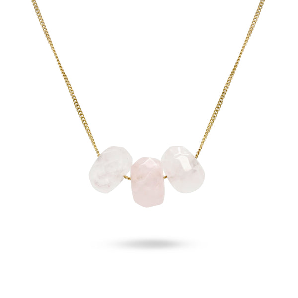 Trio Necklace - Rose Quartz