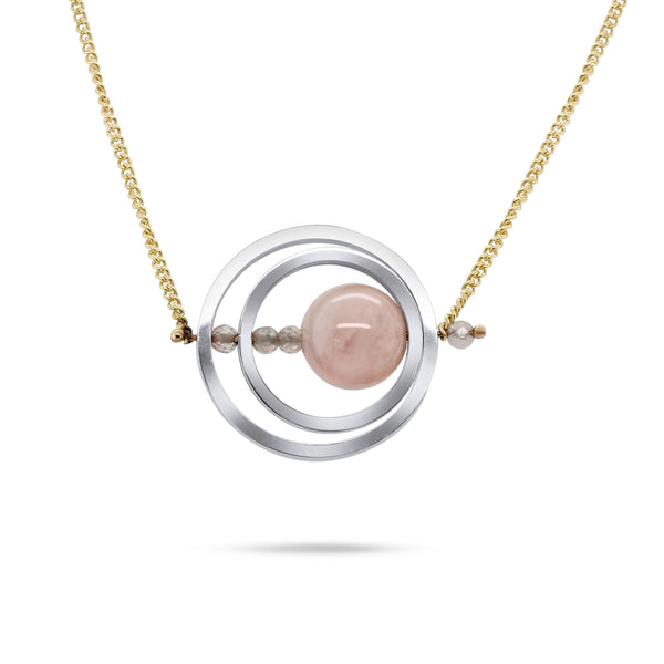 Ice Rink Double Axle Necklace - Morganite