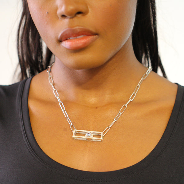 ShipShape Kinetic Paperclip Necklace Peridot