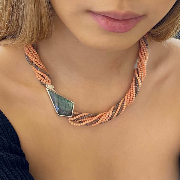 Puzzle Pebble Necklace Labradorite