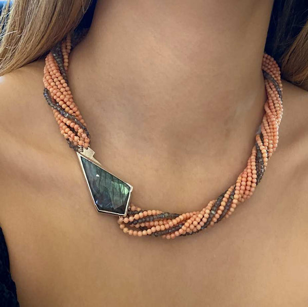 Puzzle Pebble Necklace Labradorite