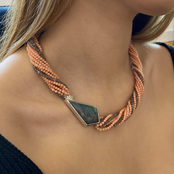 Puzzle Pebble Necklace Labradorite