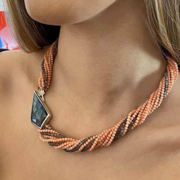Puzzle Pebble Necklace Labradorite