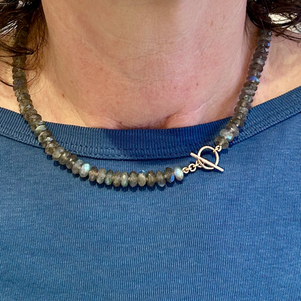 14K Rose Gold Labradorite Necklace