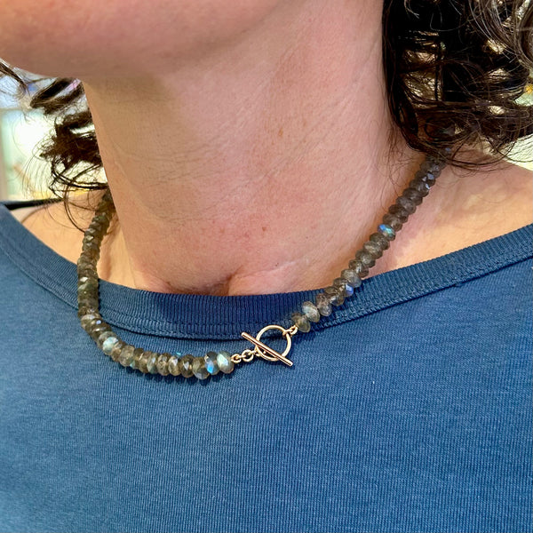 14K Rose Gold Labradorite Necklace