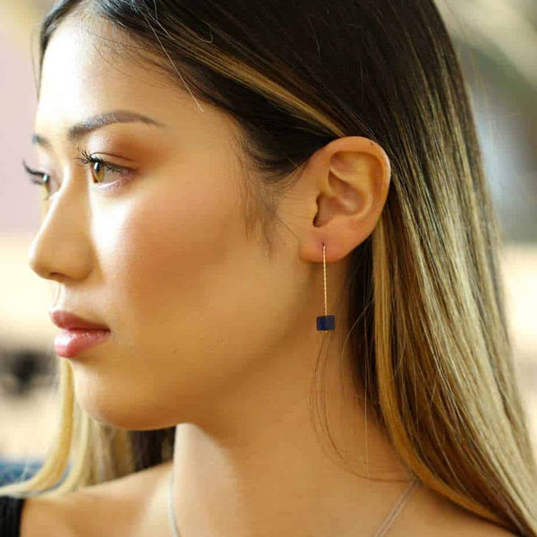 Cubo Long Earrings - Lapis Lazuli