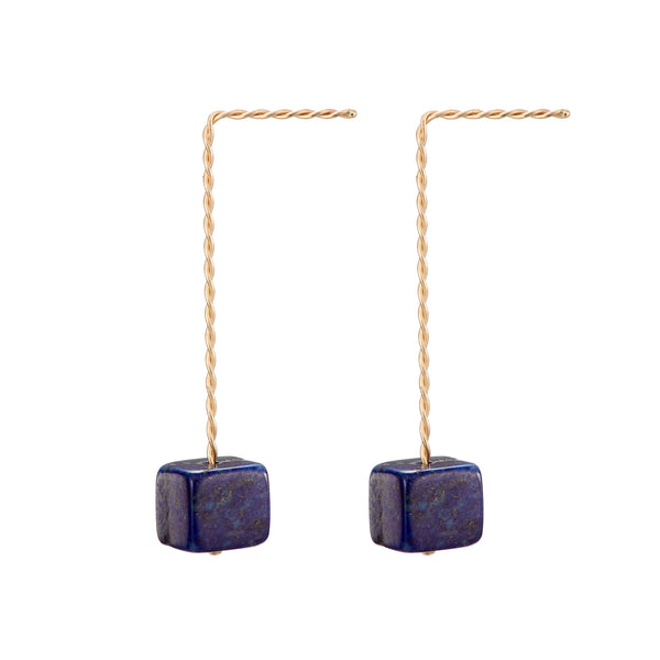 Cubo Long Earrings - Lapis Lazuli