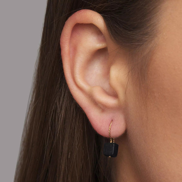 Cubo Drop Earrings - Black Onyx