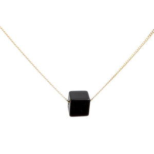 Cubo Necklace - Glossy Black Onyx