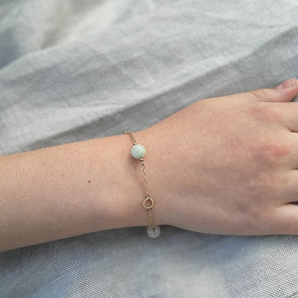 Solo Triple Beryl Bracelet with Aquamarine, Morganite, and green Beryl