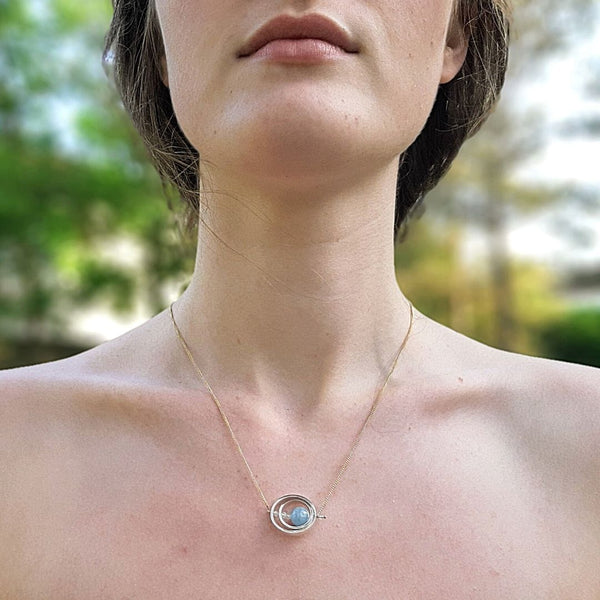 Ice Rink Double Axle Necklace - Aquamarine (Blue Beryl)