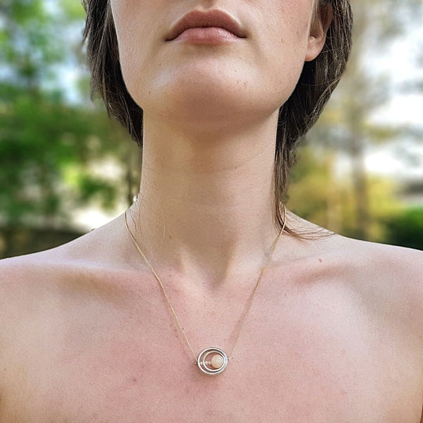 Ice Rink Double Axle Necklace - Morganite