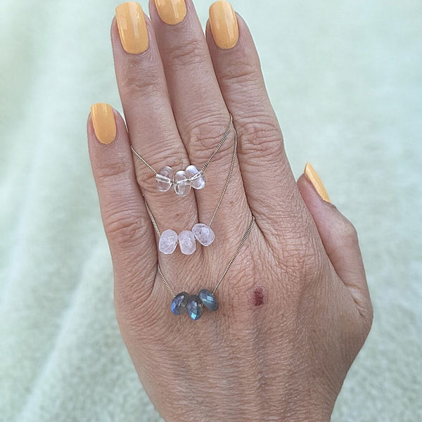 Trio Necklace - Rose Quartz