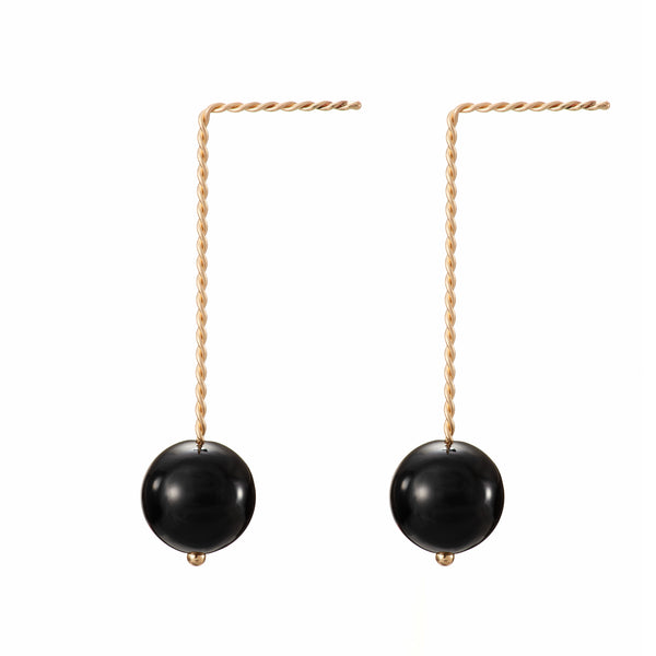 Solo Long Earring - Black Onyx