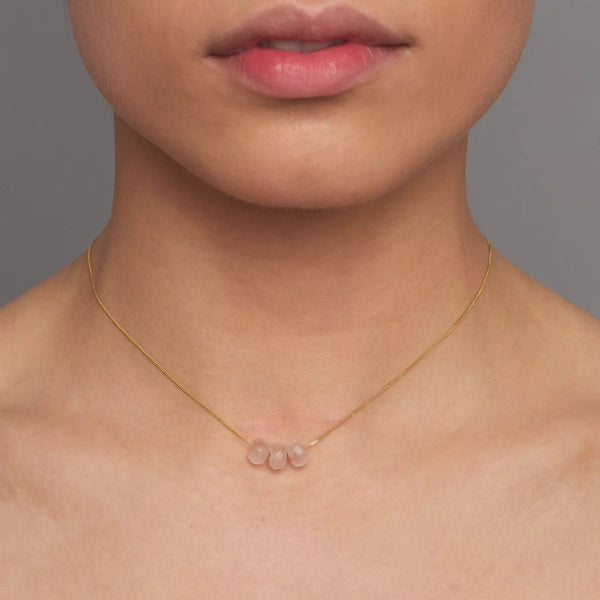 Trio Necklace - Rose Quartz