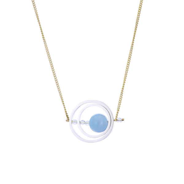 Ice Rink Double Axle Necklace - Aquamarine (Blue Beryl)