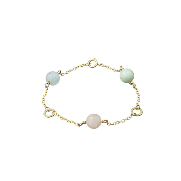 Solo Triple Beryl Bracelet with Aquamarine, Morganite, and green Beryl