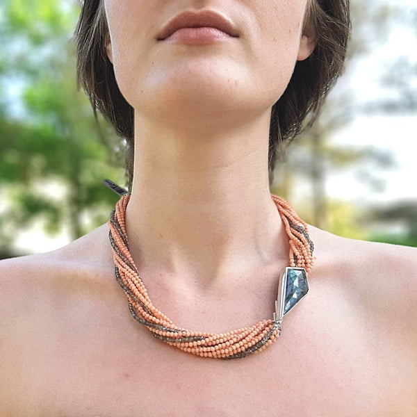 Puzzle Pebble Necklace Labradorite