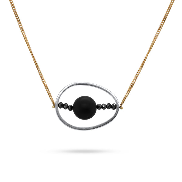 Ice Rink Oval Necklace, Small (Black Diamond)