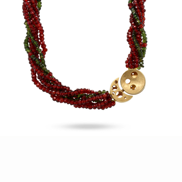 Coral Reef Necklace — 9K Gold, Tourmaline & Garnet | Summer Strand Collection