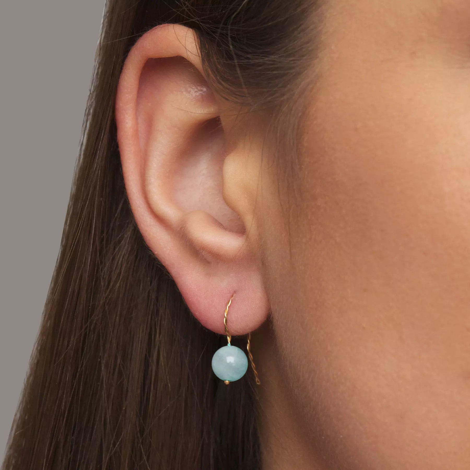 [Golden dew] 韓国☆18K Gold☆Dainty Aquamarine Earring 18K Gold Birthstone Drop Earrings - Aquamarine – Enjoy 25
