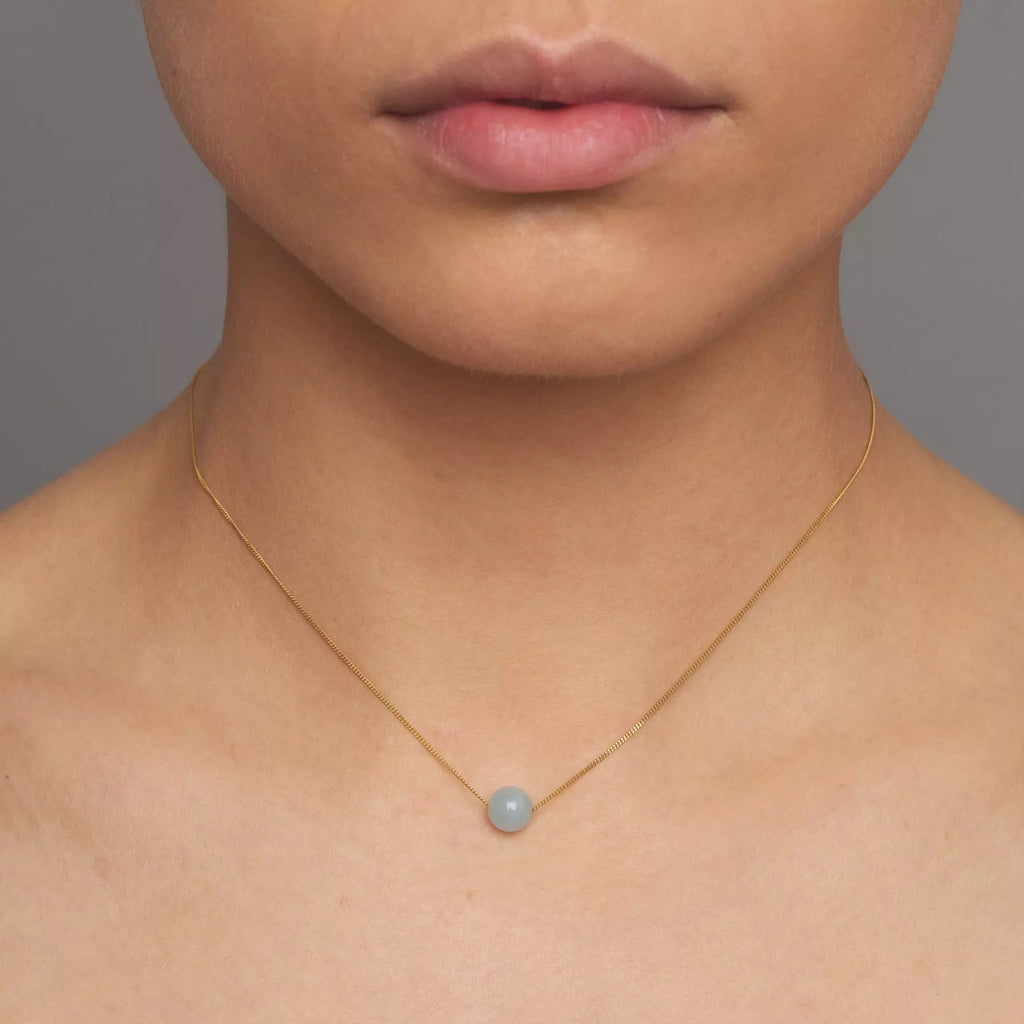 Stackable Aquamarine (Blue Beryl) Necklace Handmade in Solid 9k Gold –  Nicole van der Wolf