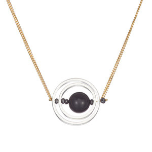 18k yellow gold black diamond onyx silver hoop drop pendant necklace